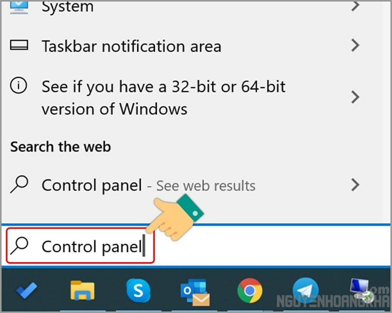 tìm kiếm Control Panel
